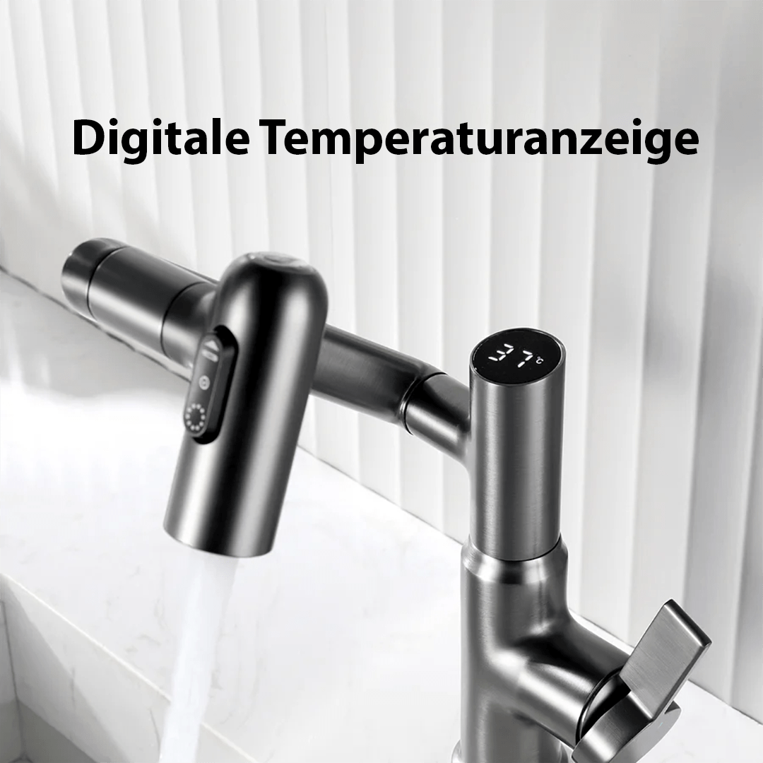 Flexibele Keukenkraan 360° Draaibaar met Temperatuurweergave Verstelbaar Chroom RVS Modern Design | Sansoti