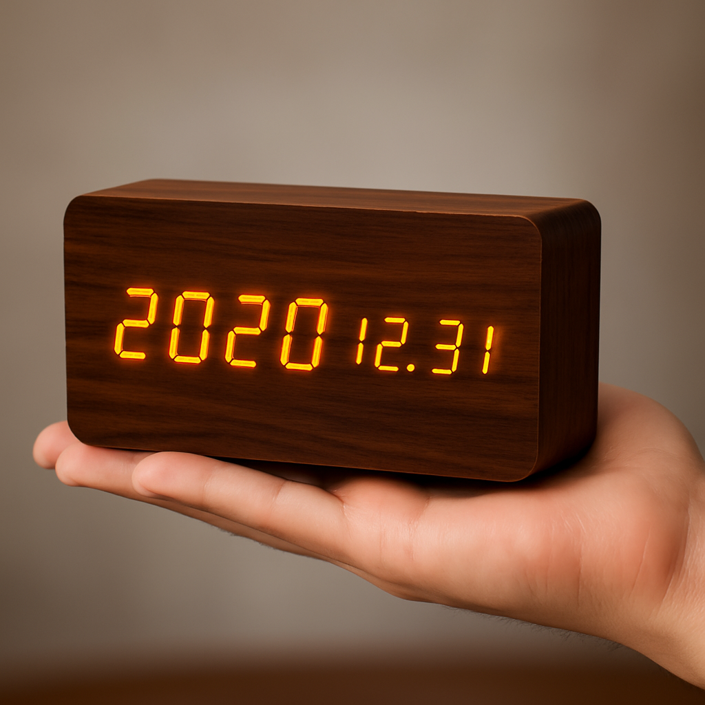 Digitale LED Klok Hout Driehoek Modern Design Wekker USB Dimbaar Display Tafelklok Slaapkamer Kantoor | Sansoti