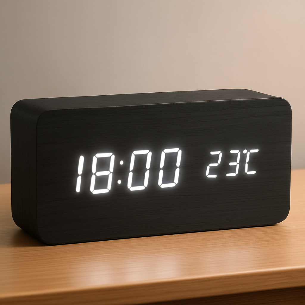 Digitale LED Klok Hout Driehoek Modern Design Wekker USB Dimbaar Display Tafelklok Slaapkamer Kantoor | Sansoti