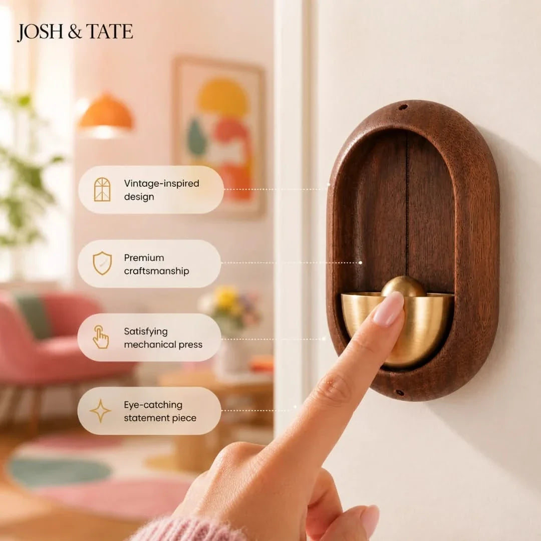 Magnetic Doorbell Retro Wood Brass Scandinavian Wireless Doorbell Classic Bell Vintage | Sansoti