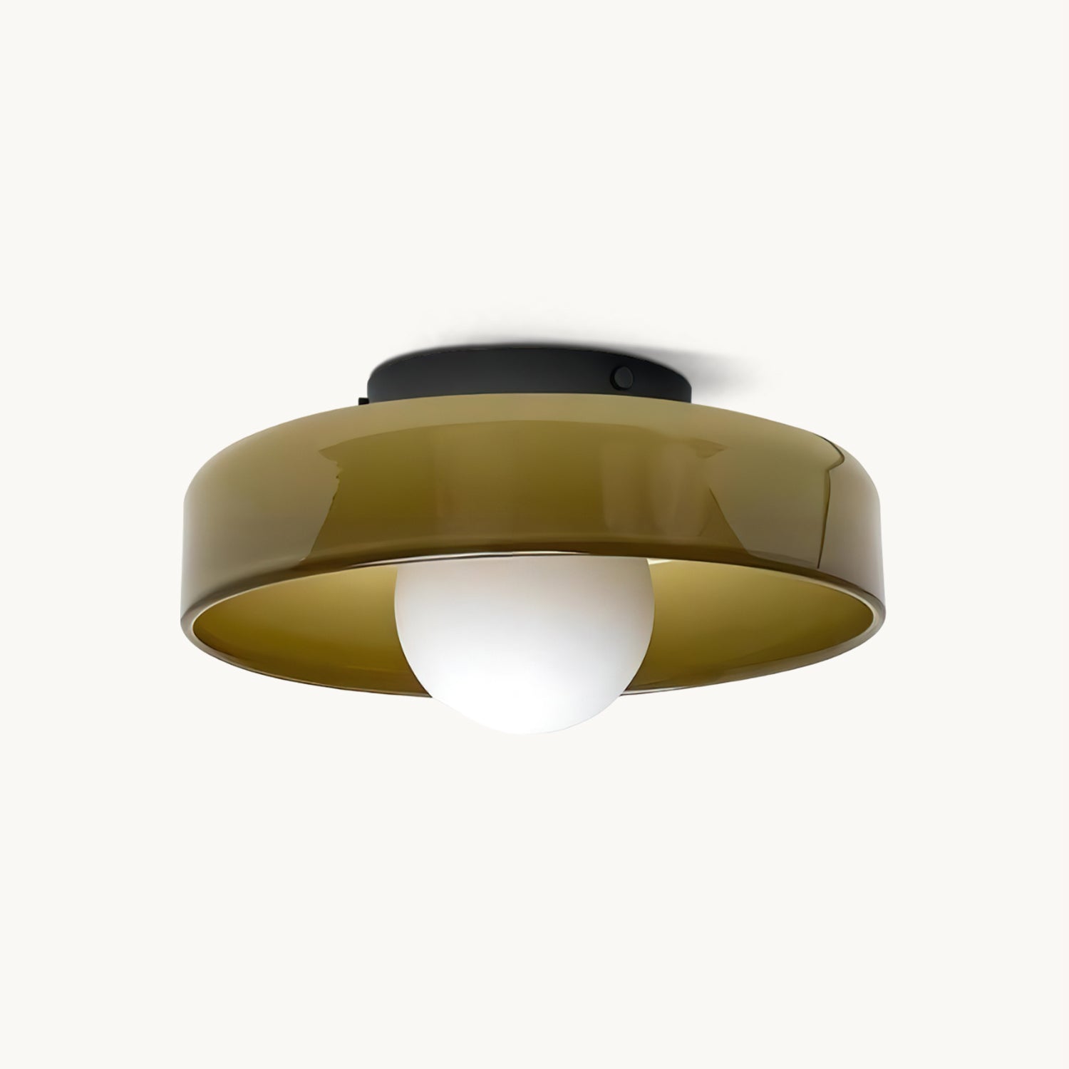 Disc Orb Plafondlamp – Moderne Glazen Lampenkap Rond Scandinavisch Design Messing Basis 3 Lichtpunten Warm Licht Woonkamer Slaapkamer Eetkamer | Sansoti