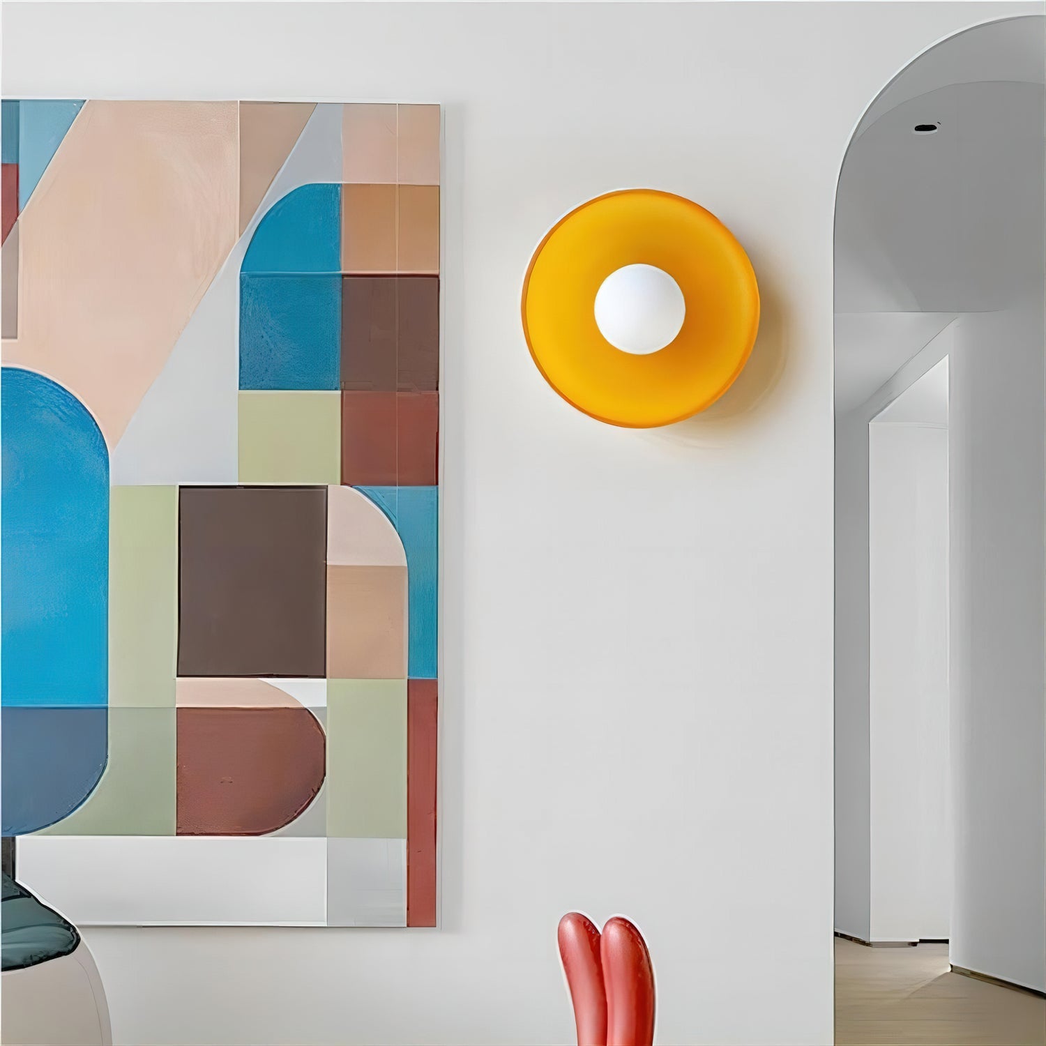 Disc Orb Plafondlamp – Moderne Glazen Lampenkap Rond Scandinavisch Design Messing Basis 3 Lichtpunten Warm Licht Woonkamer Slaapkamer Eetkamer | Sansoti