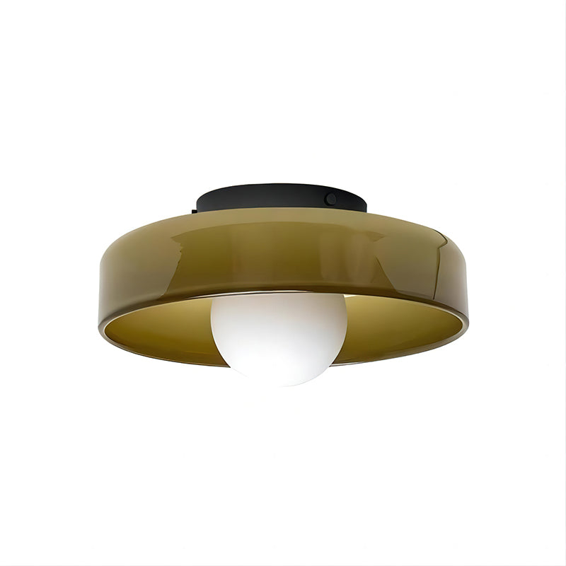 Disc Orb Plafondlamp – Moderne Glazen Lampenkap Rond Scandinavisch Design Messing Basis 3 Lichtpunten Warm Licht Woonkamer Slaapkamer Eetkamer | Sansoti