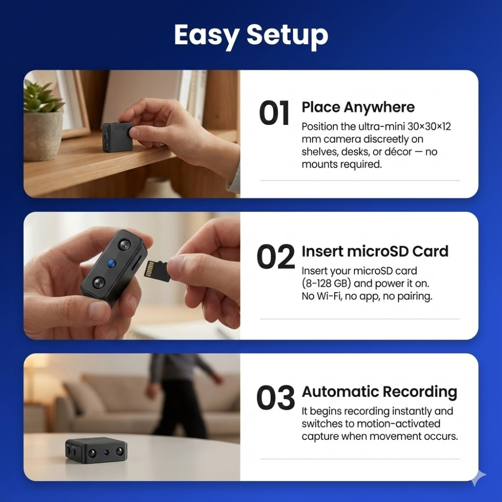 Compacte HD Beveiligingscamera met Audio en Bewegingsdetectie Nachtzicht Wi-Fi | Sansoti