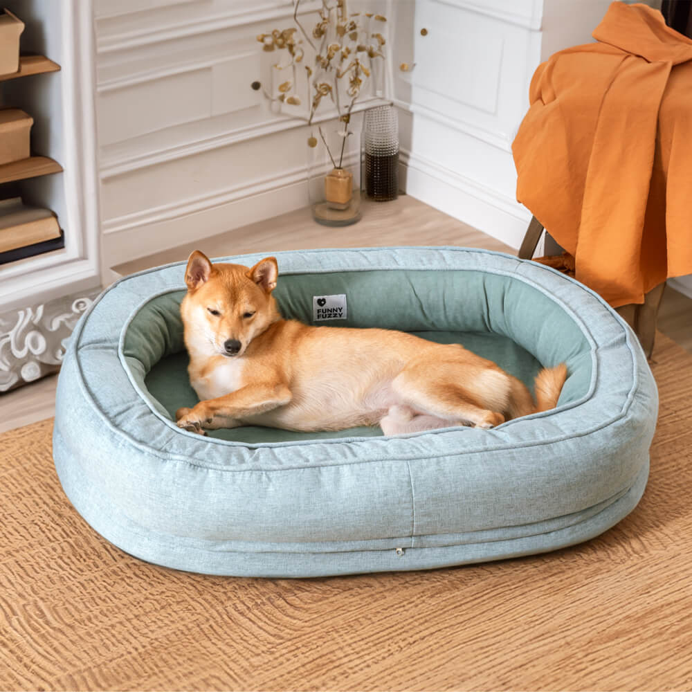 Orthopedisch Hondenmand Donut Rond met Hoge Rand en Antislip Onderkant voor Kleine Middelgrote Grote Honden | Sansoti