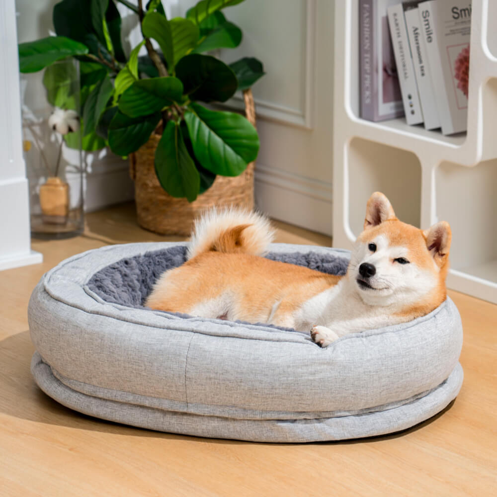 Orthopedisch Hondenmand Donut Rond met Hoge Rand en Antislip Onderkant voor Kleine Middelgrote Grote Honden | Sansoti
