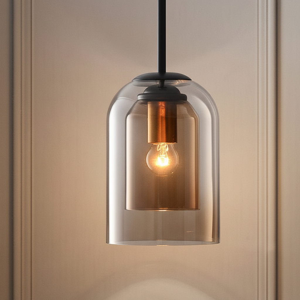 Dubbele Glazen Hanglamp Rookglas Roest Midcentury E27 Verstelbaar 150cm Eetkamer Woonkamer Sfeervol Design | Sansoti
