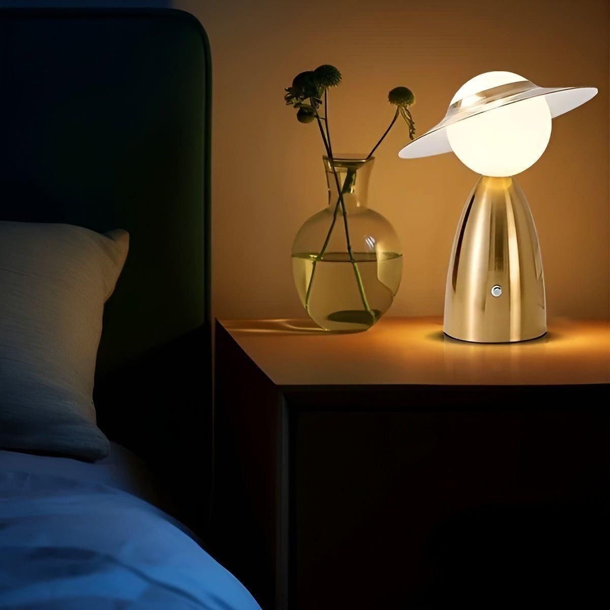 Draadloze Tafellamp LED Accu Touch Metaal Blauw Rood Slaapkamer Bureau Nachtlamp Decoratie Oplaadbaar | Sansoti
