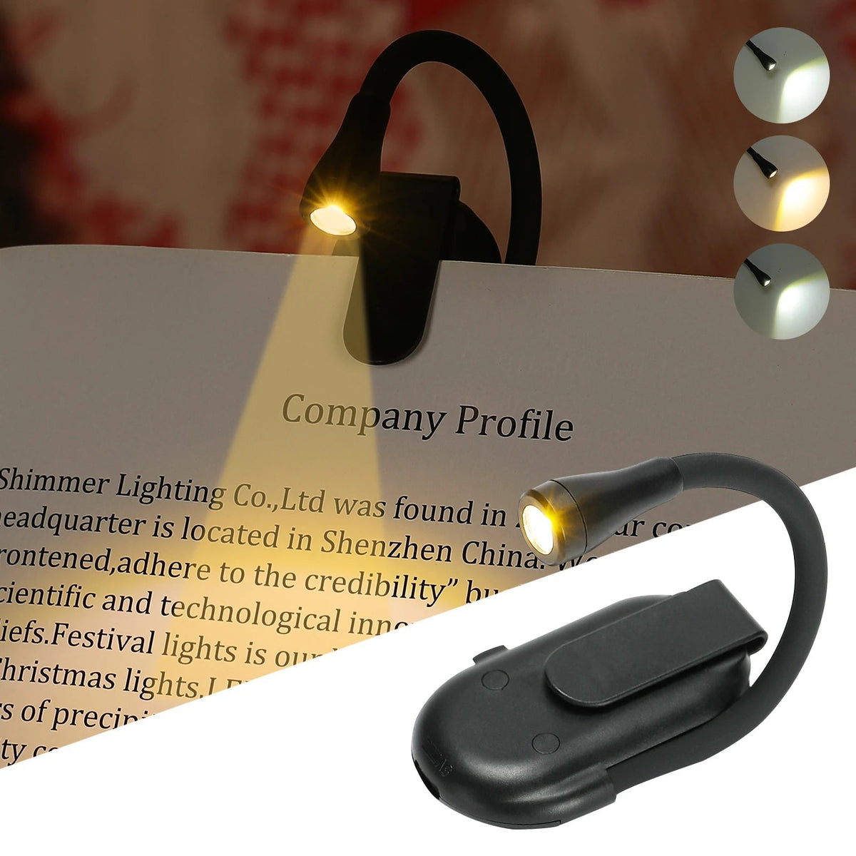 Lampe de lecture à pince avec bras flexible et éclairage LED, pour le chevet ou le bureau, sans fil et réglable, lampe de nuit | Sansoti