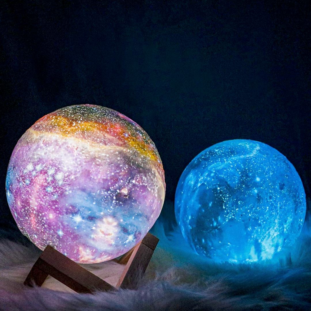 3D-Mondlampe mit Fernbedienung, 16 Farben, LED-Nachtlicht, wiederaufladbar über USB, Stimmungslicht für das Schlafzimmer, Dekoration | Sansoti
