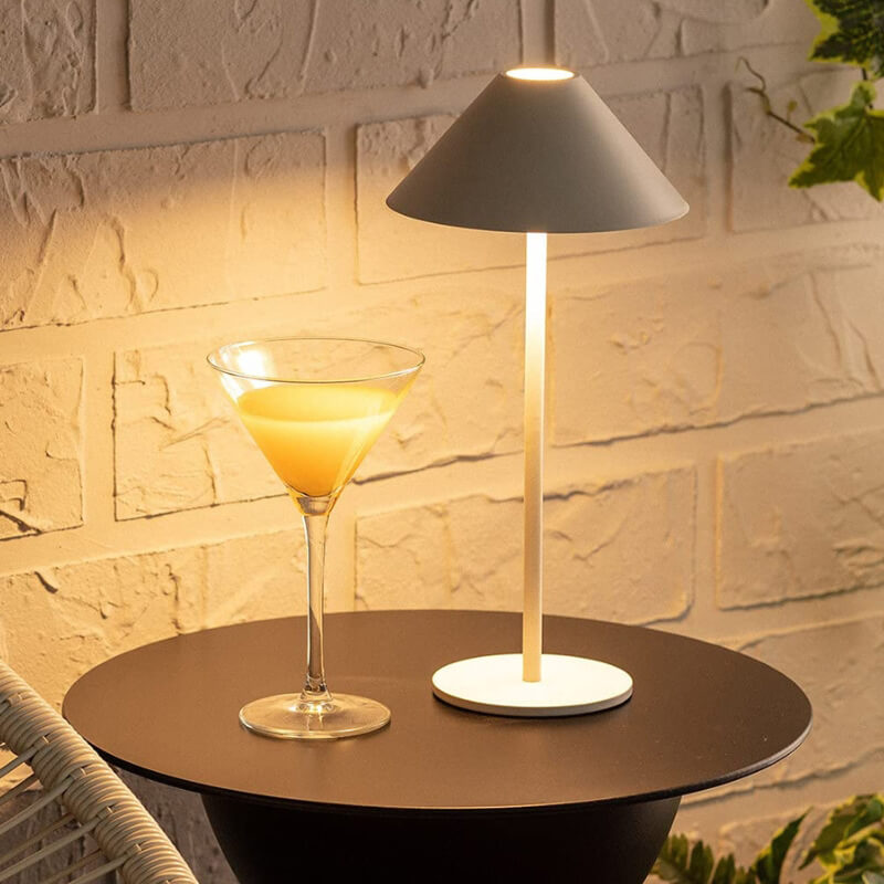 Wiederaufladbare kabellose dimmbare LED-Tischlampe, 3000K warmweißes Licht, für drinnen und draußen, Touch-Bedienung, Metall, 31cm | Sansoti