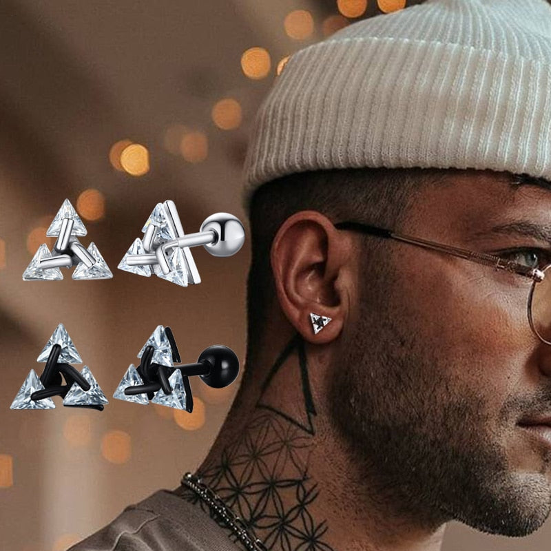 Minimalistische Driehoek Oorbellen Sterling Zilver Stud Geometrisch Design Unisex Oorstekers Moderne Sieraden | Sansoti