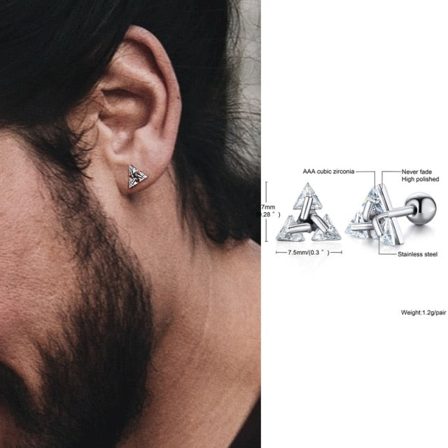 Minimalistische Driehoek Oorbellen Sterling Zilver Stud Geometrisch Design Unisex Oorstekers Moderne Sieraden | Sansoti