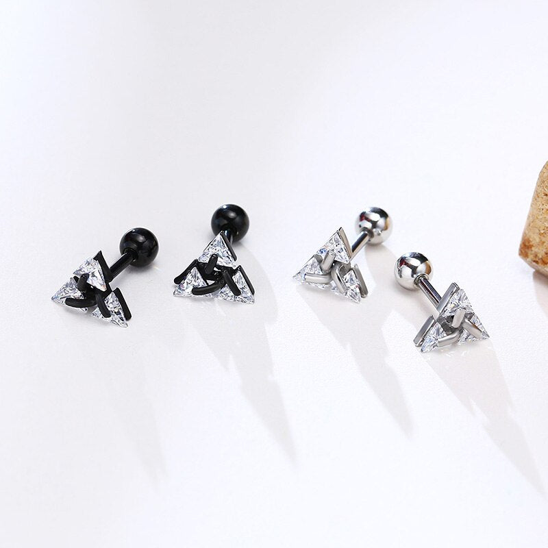 Minimalistische Driehoek Oorbellen Sterling Zilver Stud Geometrisch Design Unisex Oorstekers Moderne Sieraden | Sansoti