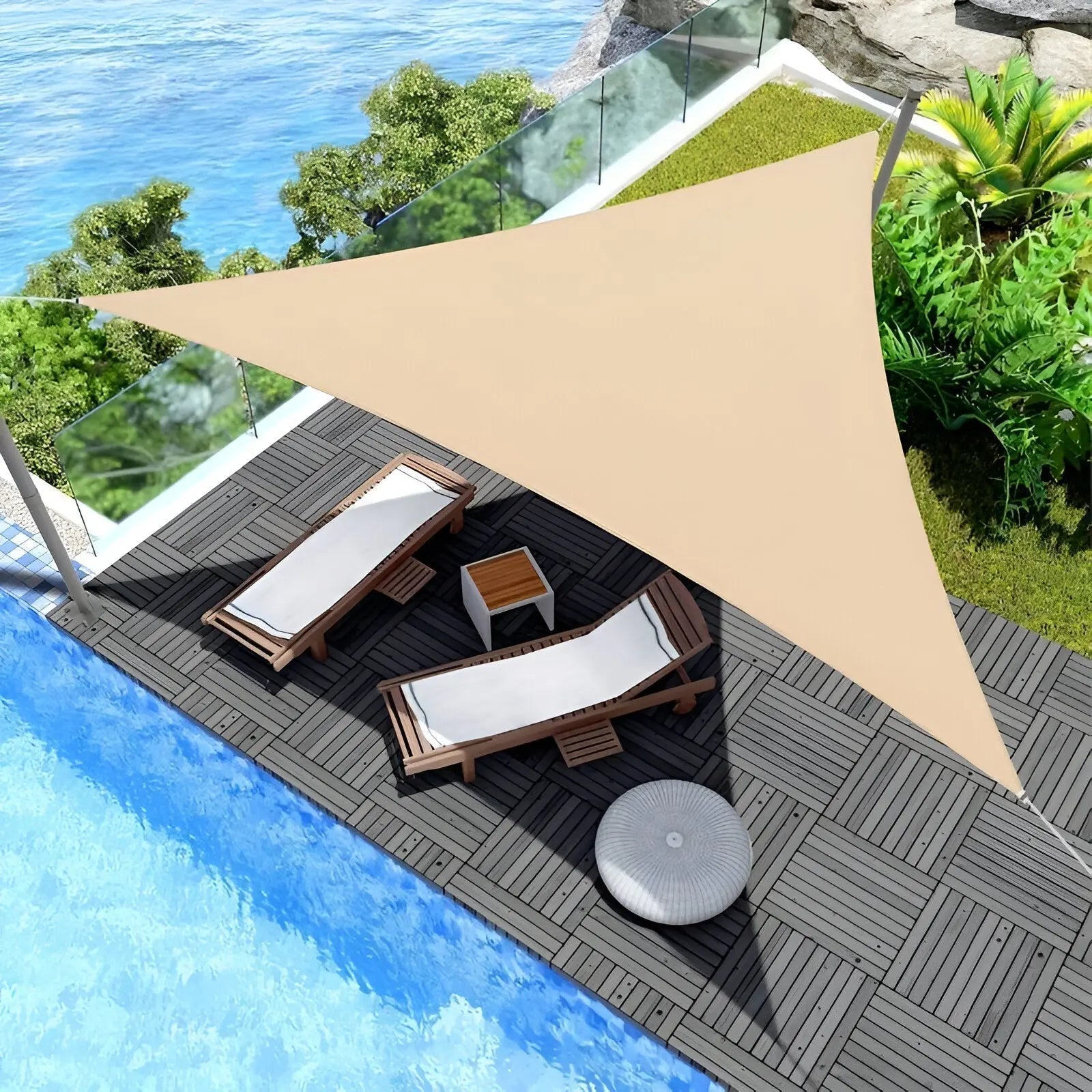 Driehoekig Schaduwzeil Waterafstotend 95% UV-bescherming Tuin Terras Balkon | Sansoti