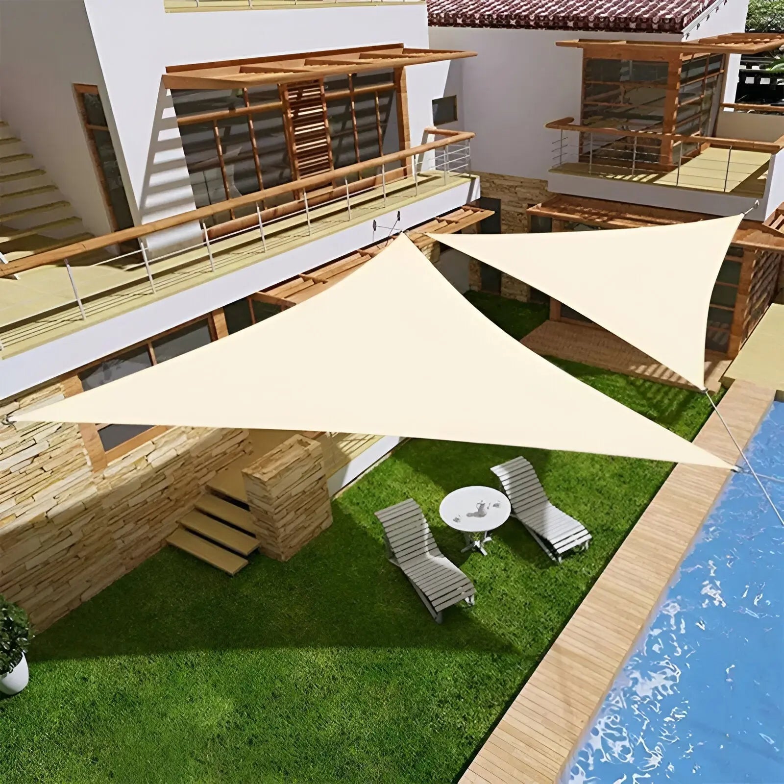Driehoekig Schaduwzeil Waterafstotend 95% UV-bescherming Tuin Terras Balkon | Sansoti