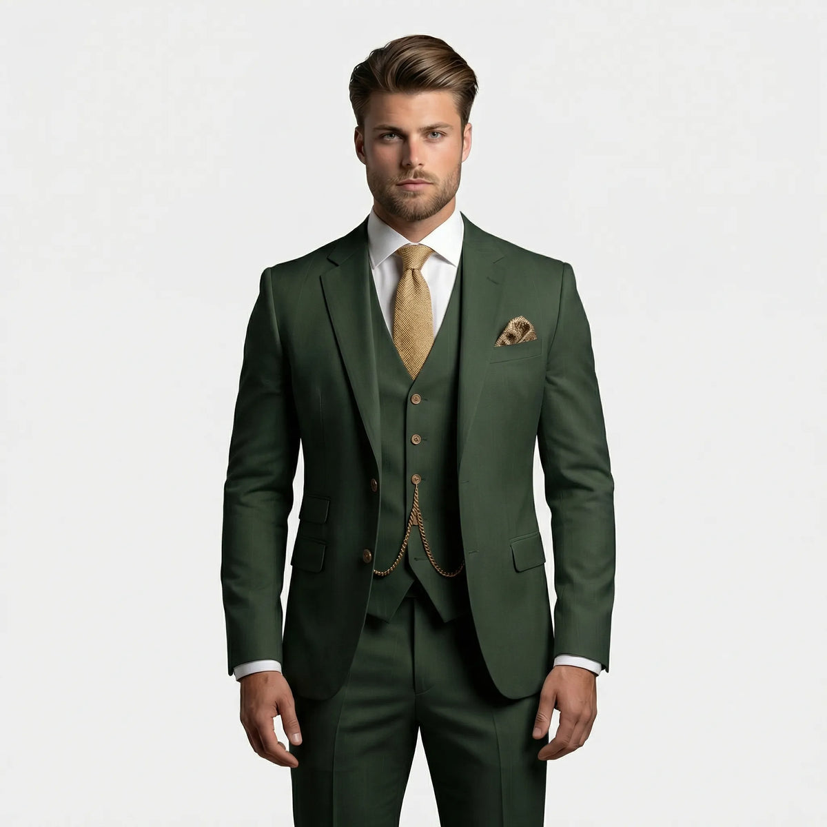 Trzyczęściowy garnitur slim fit dla mężczyzn z marynarką, kamizelką i spodniami, na formalne okazje biznesowe i ślub | Sansoti