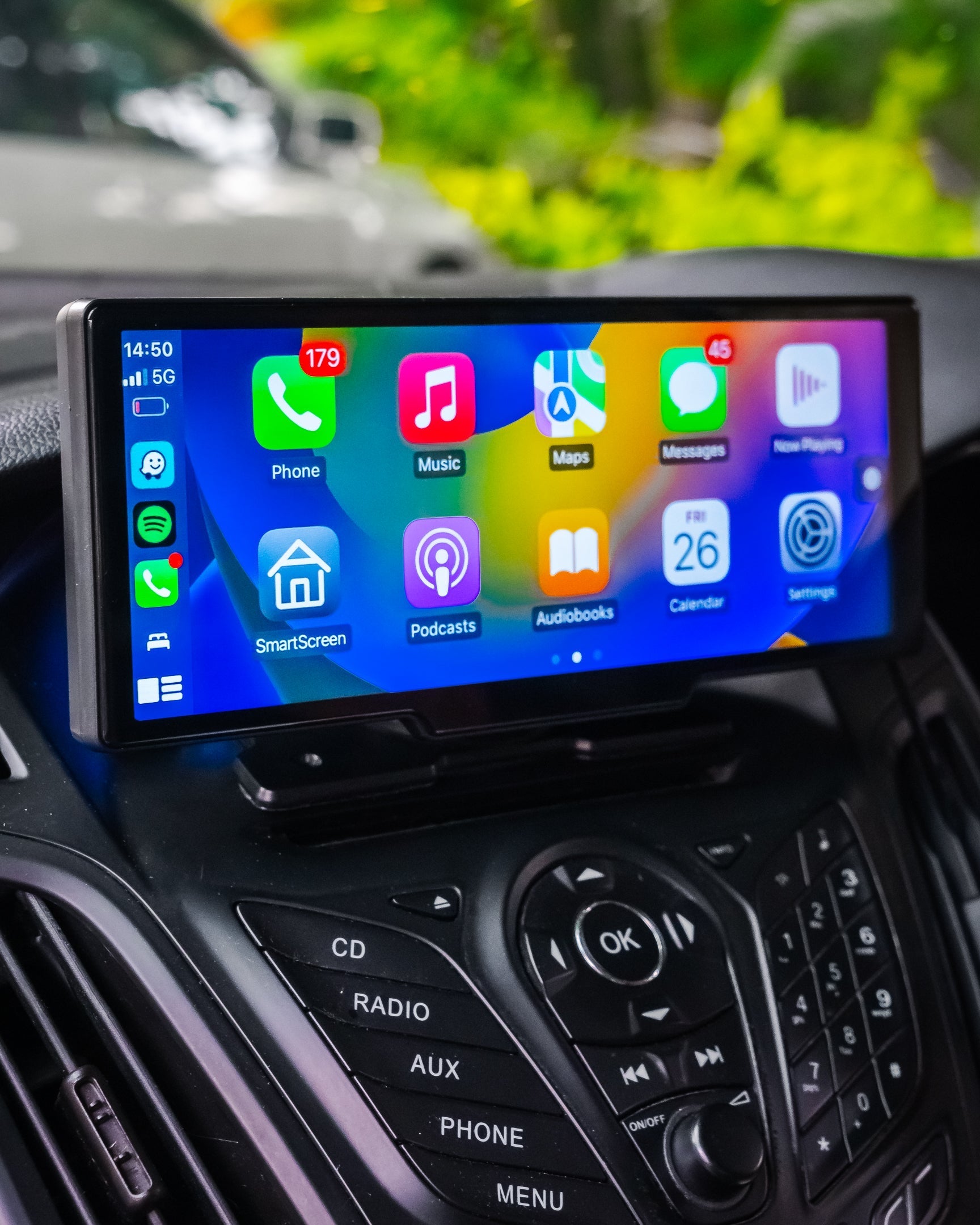 Kabelloses CarPlay & Android Auto Display – Universeller Auto-Bildschirm mit Touchscreen und GPS-Navigation für sicheres Freisprechen | Sansoti
