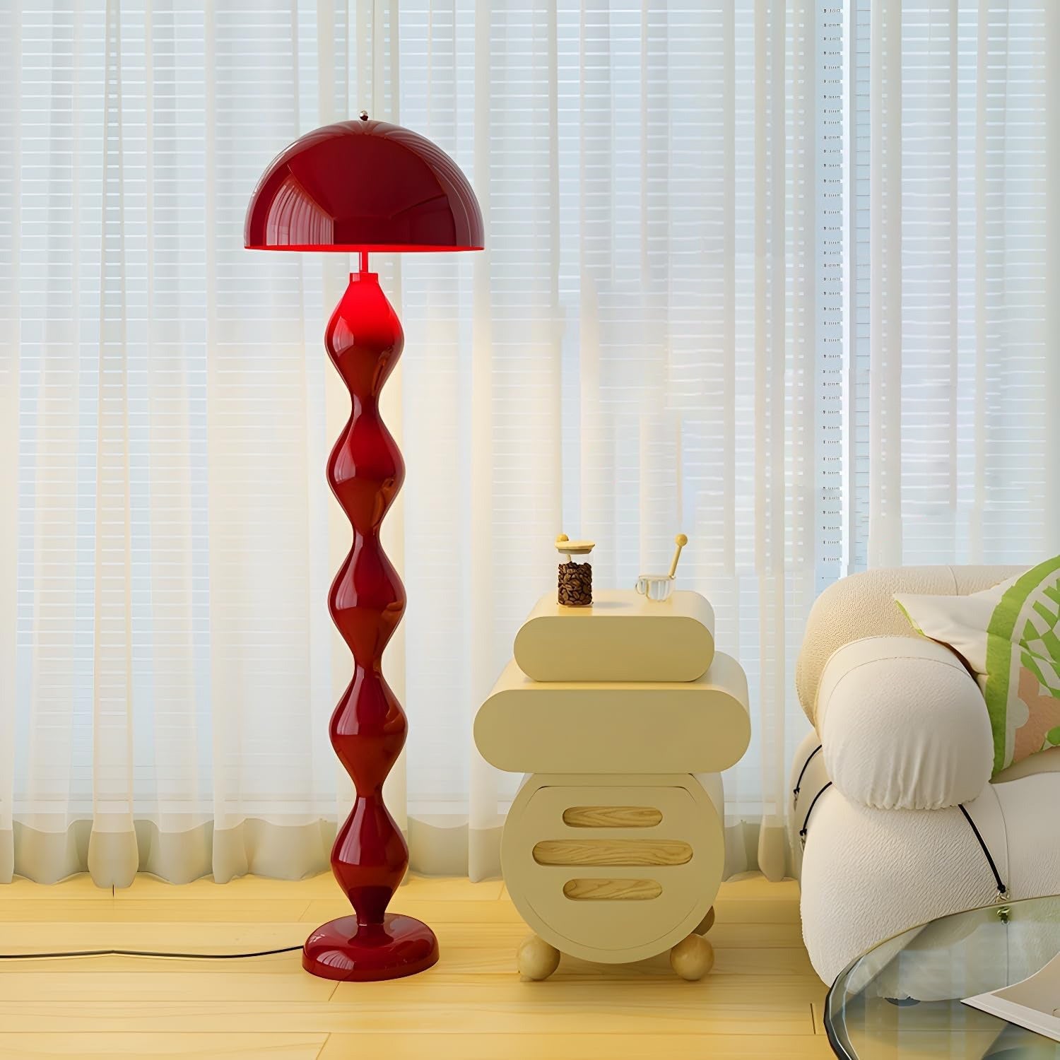 Paddenstoel Vloerlamp Gekleurd Hars 40cm Ø x 150cm H Art Deco Stijl Woon- en Slaapkamerverlichting Staande Lamp Modern Design | Sansoti