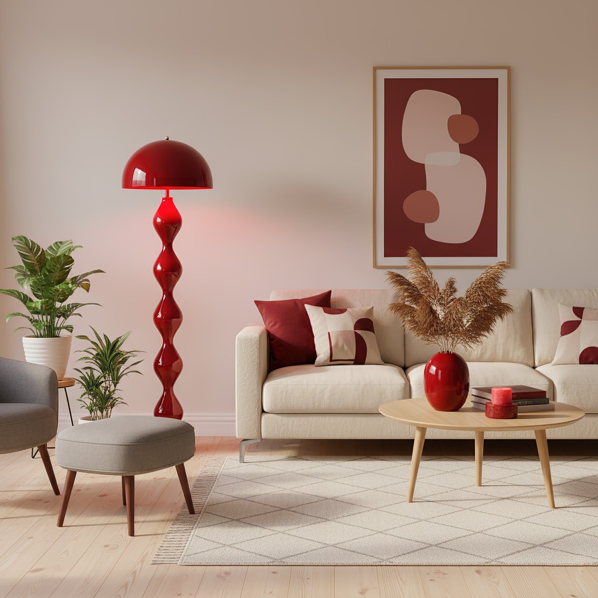 Paddenstoel Vloerlamp Gekleurd Hars 40cm Ø x 150cm H Art Deco Stijl Woon- en Slaapkamerverlichting Staande Lamp Modern Design | Sansoti