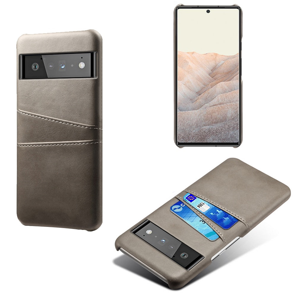 Smartphone Wallet Hoesje met Dubbele Kaartslots voor Google Pixel Modellen Leer-Look PU Beschermhoes Pasjeshouder | Sansoti