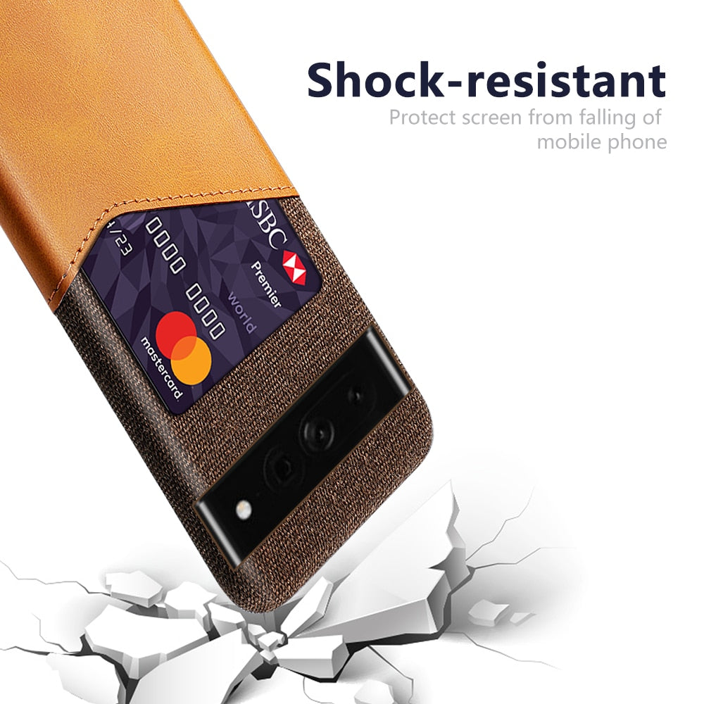 Smartphone Wallet Hoesje met Dubbele Kaartslots voor Google Pixel Modellen Leer-Look PU Beschermhoes Pasjeshouder | Sansoti