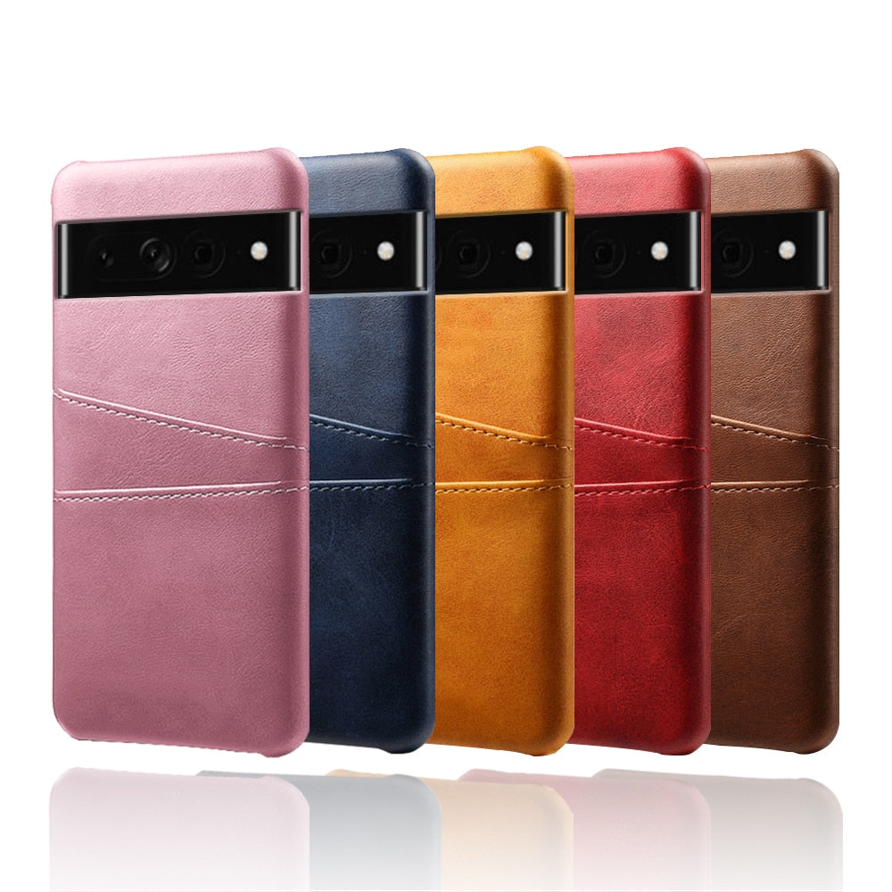 Smartphone Wallet Hoesje met Dubbele Kaartslots voor Google Pixel Modellen Leer-Look PU Beschermhoes Pasjeshouder | Sansoti