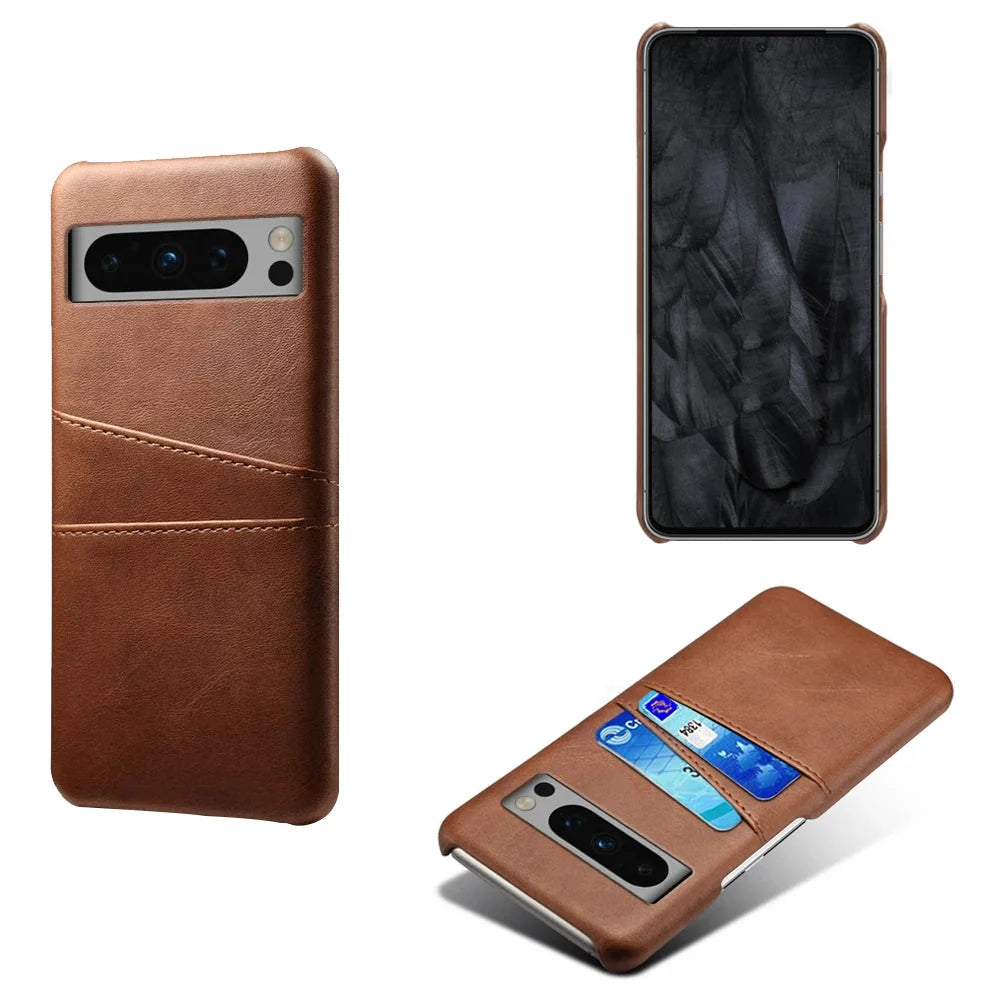 Smartphone Wallet Hoesje met Dubbele Kaartslots voor Google Pixel Modellen Leer-Look PU Beschermhoes Pasjeshouder | Sansoti
