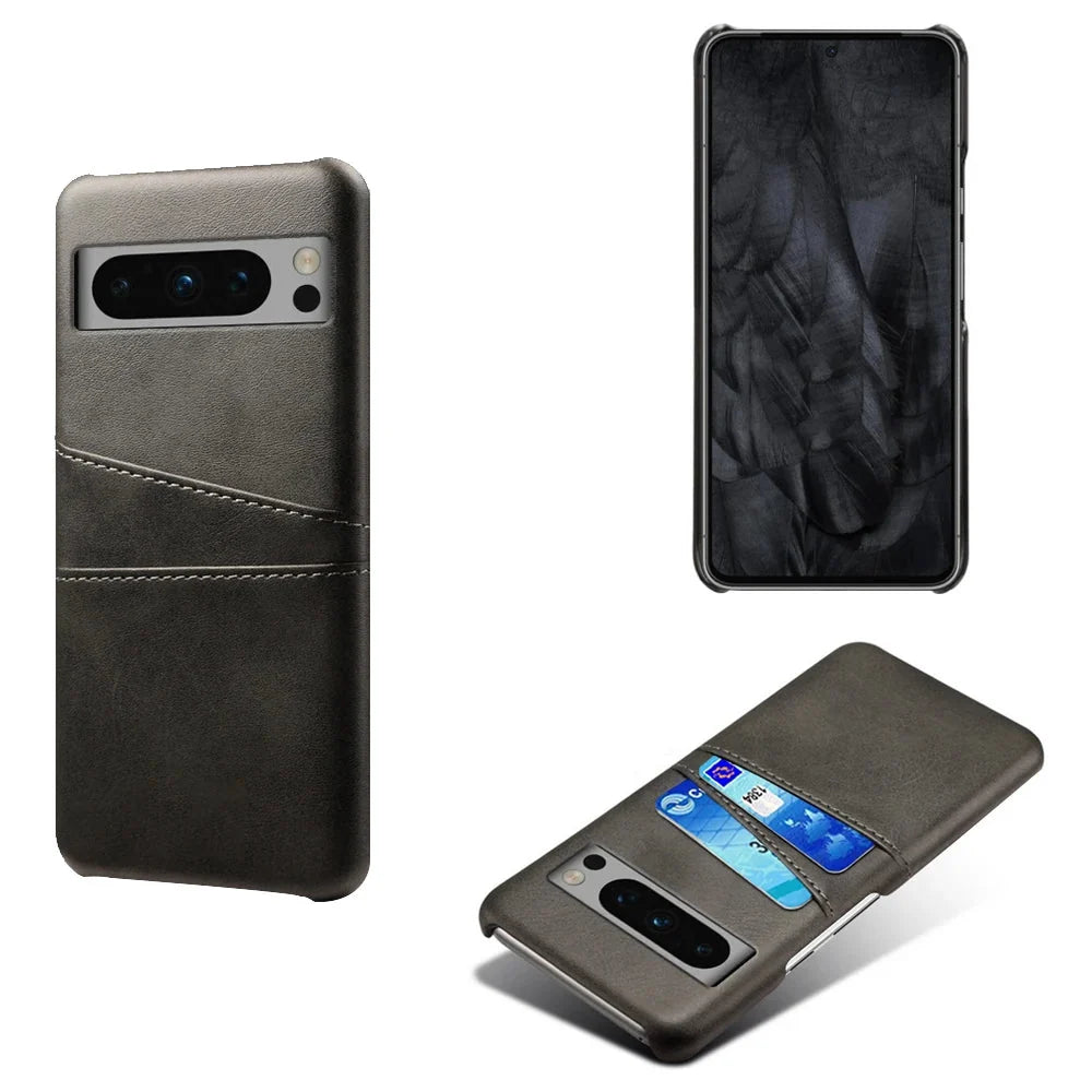 Smartphone Wallet Hoesje met Dubbele Kaartslots voor Google Pixel Modellen Leer-Look PU Beschermhoes Pasjeshouder | Sansoti