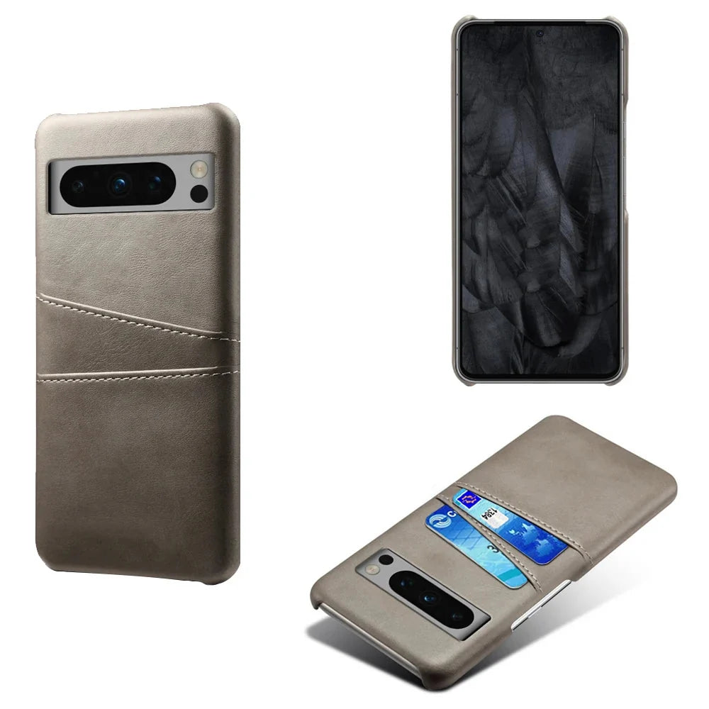 Smartphone Wallet Hoesje met Dubbele Kaartslots voor Google Pixel Modellen Leer-Look PU Beschermhoes Pasjeshouder | Sansoti