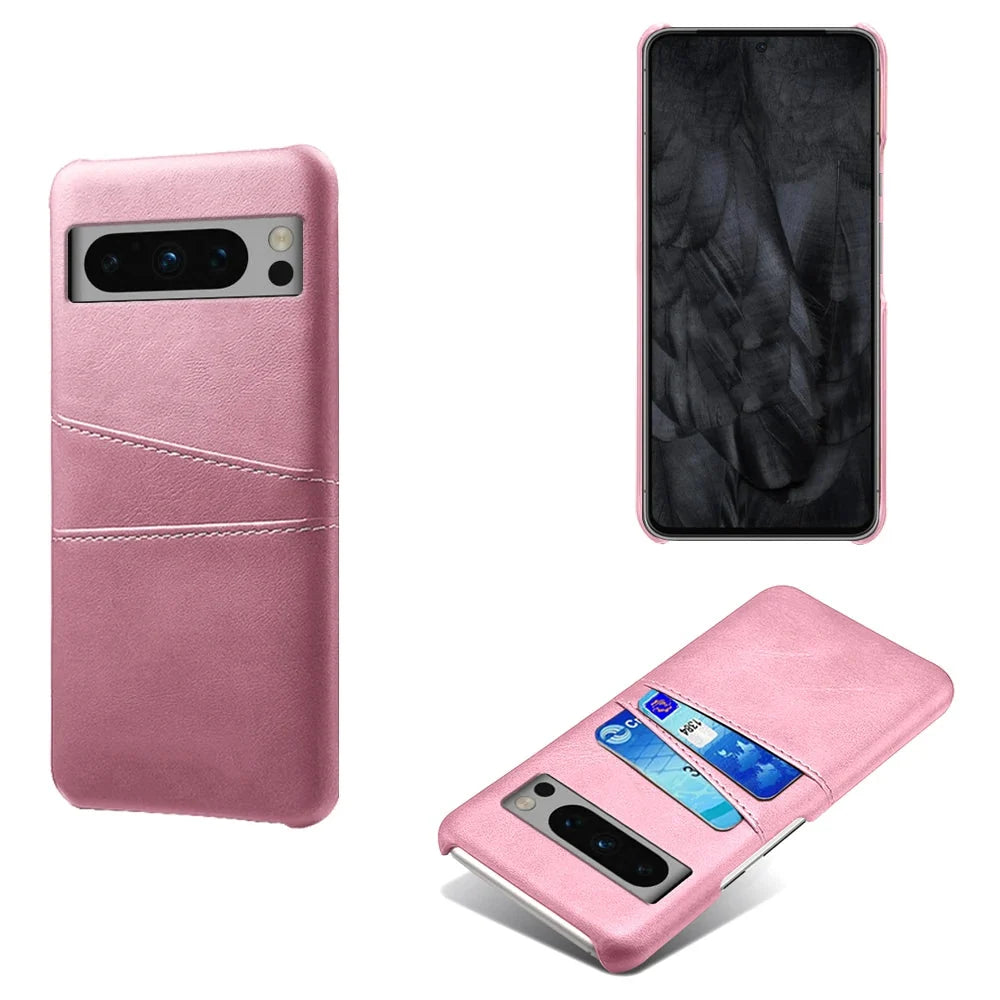 Smartphone Wallet Hoesje met Dubbele Kaartslots voor Google Pixel Modellen Leer-Look PU Beschermhoes Pasjeshouder | Sansoti