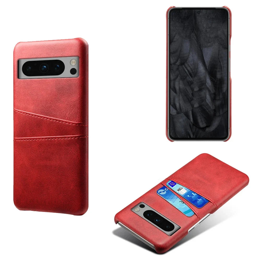 Smartphone Wallet Hoesje met Dubbele Kaartslots voor Google Pixel Modellen Leer-Look PU Beschermhoes Pasjeshouder | Sansoti