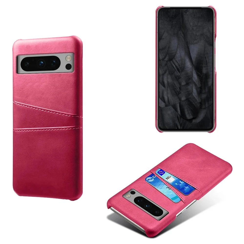 Smartphone Wallet Hoesje met Dubbele Kaartslots voor Google Pixel Modellen Leer-Look PU Beschermhoes Pasjeshouder | Sansoti