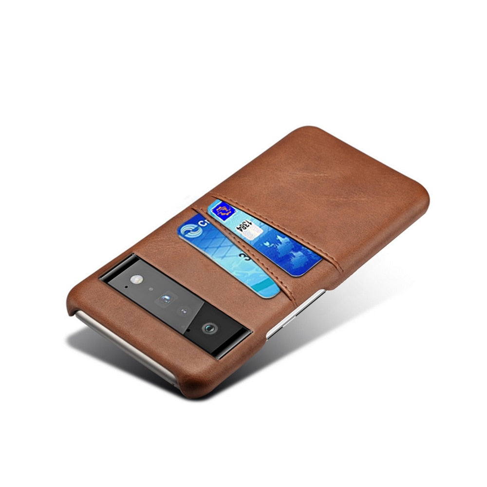 Smartphone Wallet Hoesje met Dubbele Kaartslots voor Google Pixel Modellen Leer-Look PU Beschermhoes Pasjeshouder | Sansoti