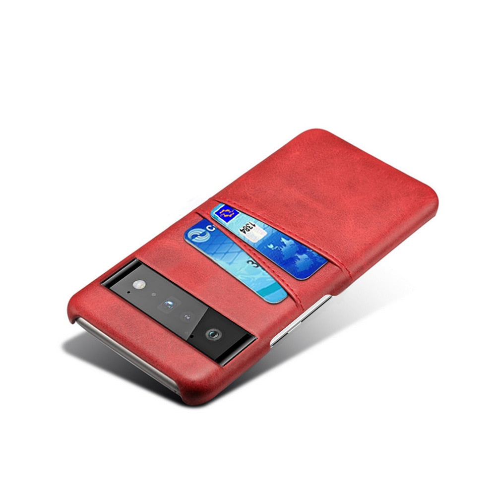 Smartphone Wallet Hoesje met Dubbele Kaartslots voor Google Pixel Modellen Leer-Look PU Beschermhoes Pasjeshouder | Sansoti