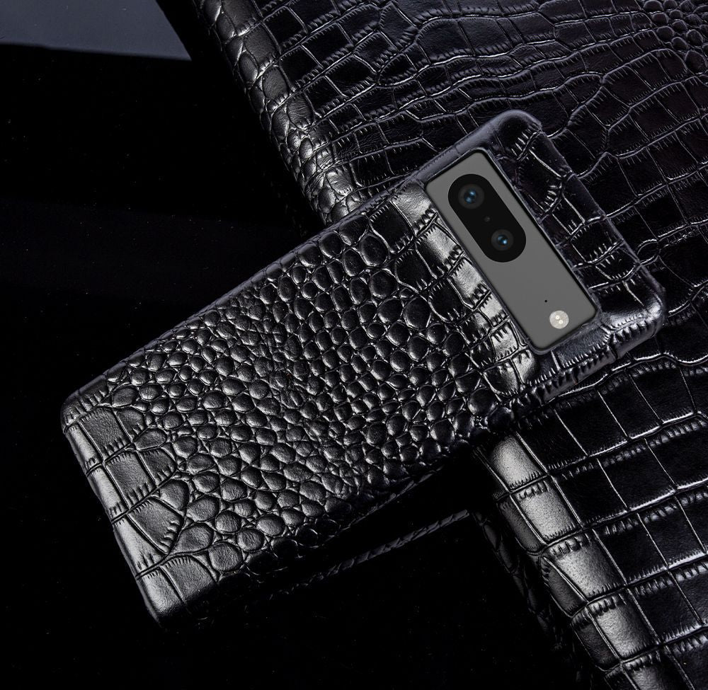 Leder-Telefonetui für Google Pixel mit Krokodilmuster, Dual-Grain-Leder, stoßfest, stilvolle Hülle | Sansoti