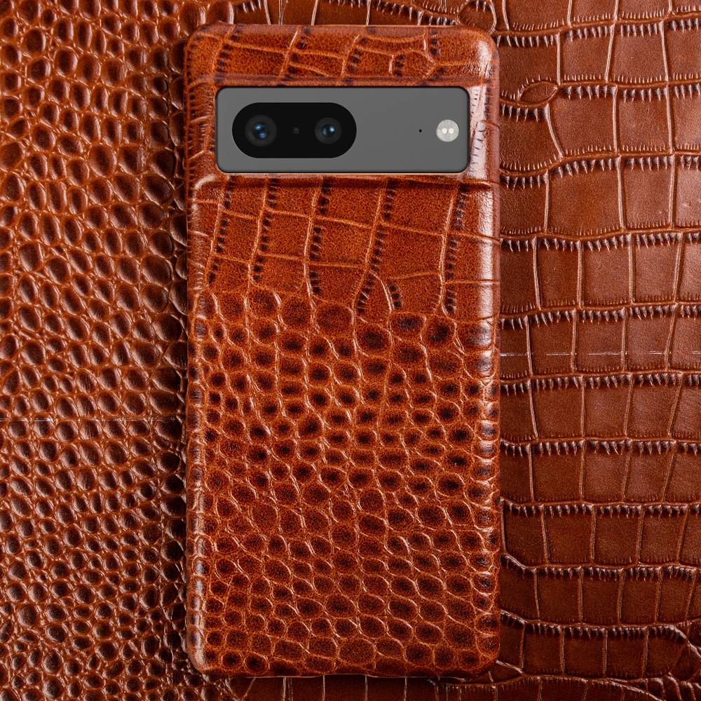 Leder-Telefonetui für Google Pixel mit Krokodilmuster, Dual-Grain-Leder, stoßfest, stilvolle Hülle | Sansoti
