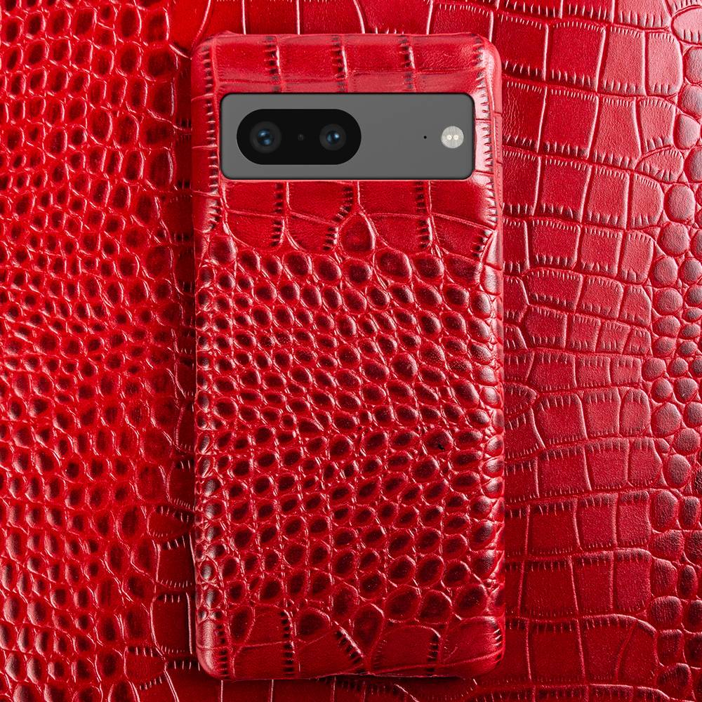 Leder-Telefonetui für Google Pixel mit Krokodilmuster, Dual-Grain-Leder, stoßfest, stilvolle Hülle | Sansoti