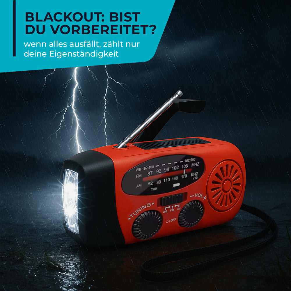Noodradio met Handkurbel en Zonnepaneel voor Stroomuitval | Sansoti
