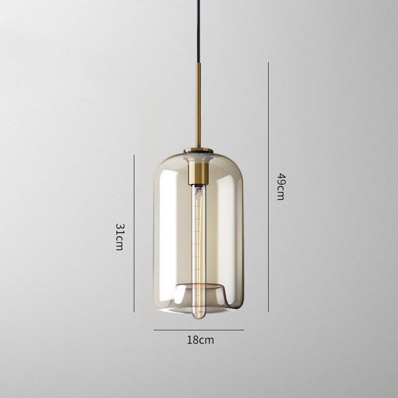 Glazen Hanglamp met Cognackleurige Kap – Stijlvolle Eetkamerverlichting in Verschillende Vormen | Sansoti