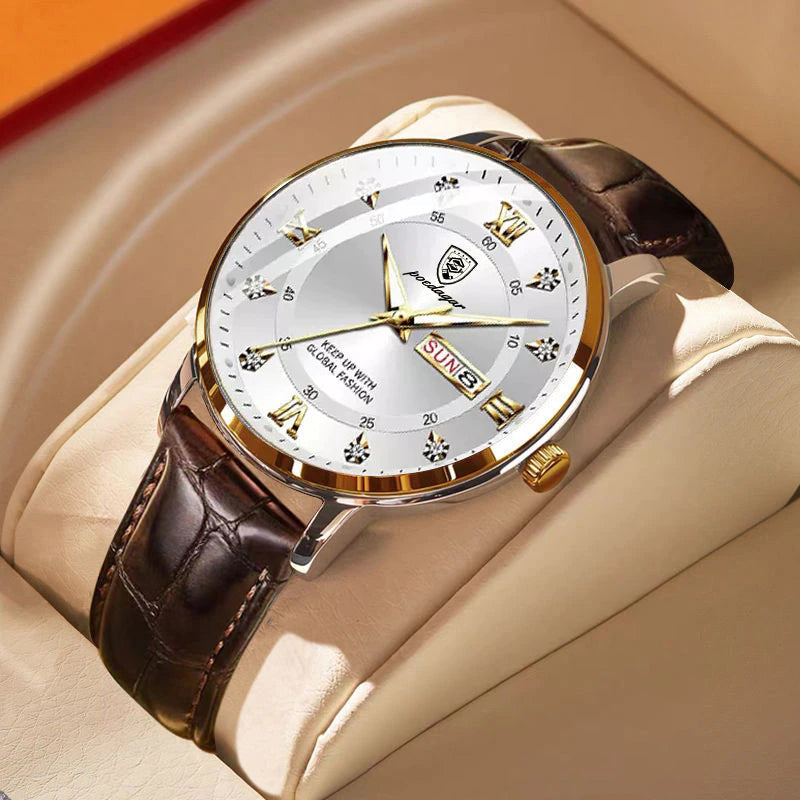 Montre pour homme avec cadran lumineux, acier, étanche à 30 m, mouvement à quartz, bracelet confortable, allure élégante | Sansoti
