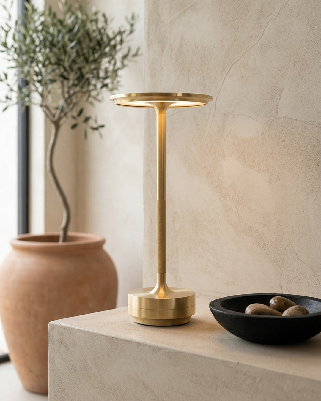 Oplaadbare LED Tafellamp met Dimfunctie Cilindervorm Metaal Draadloze Sfeerlamp | Sansoti