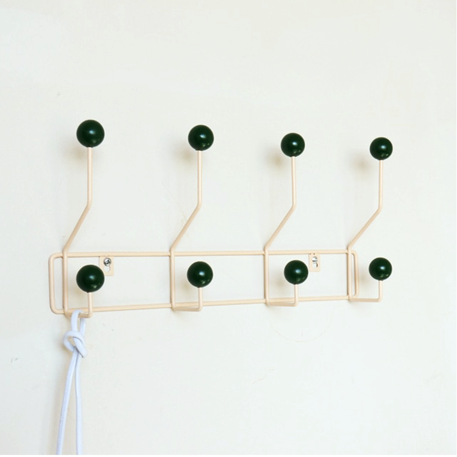 Patère murale métal style mid-century 3 ou 4 crochets jaune vert blanc hall | Restfield