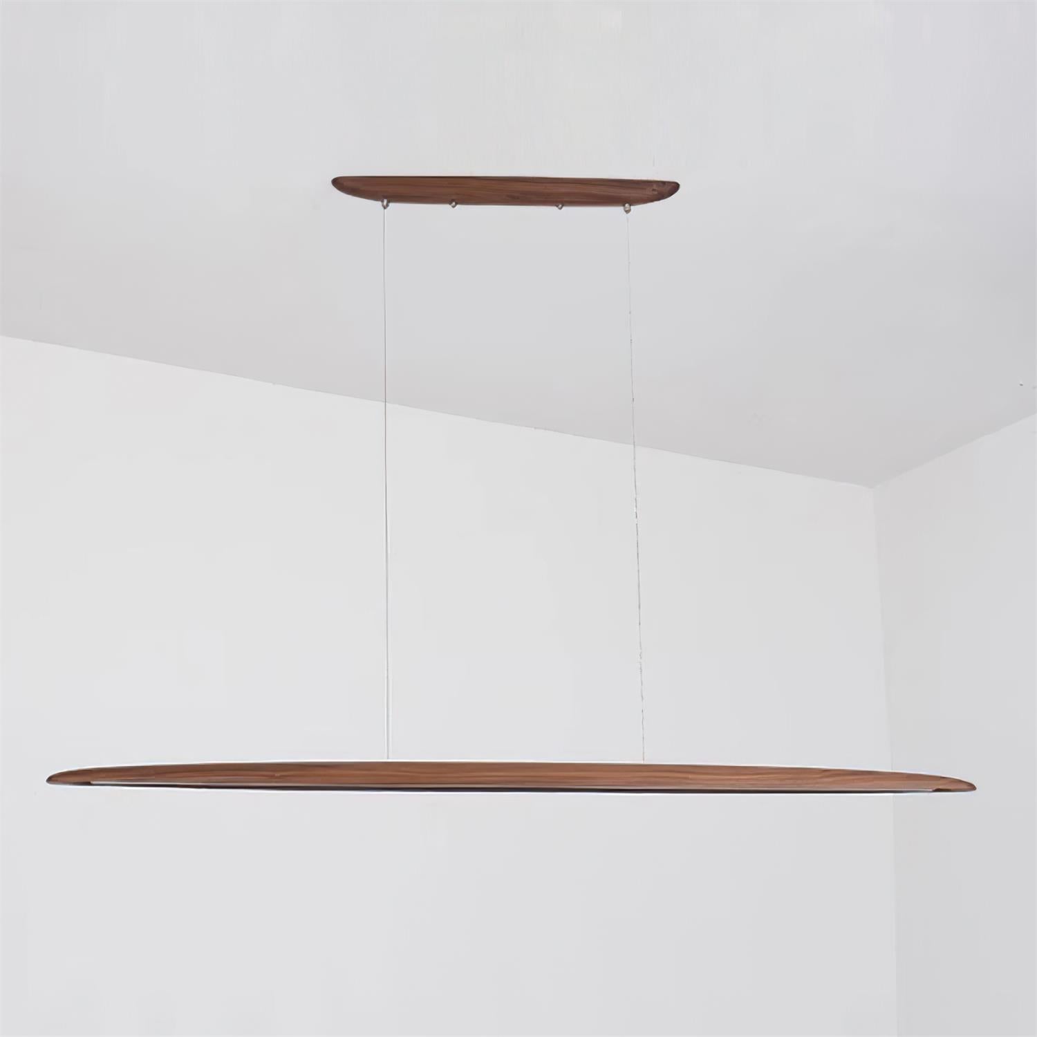 LED hanglamp hout lineair warm wit eettafel woonkamer kantoor minimalistisch Japandi design dimbaar keuken eiland verlichting | Sansoti