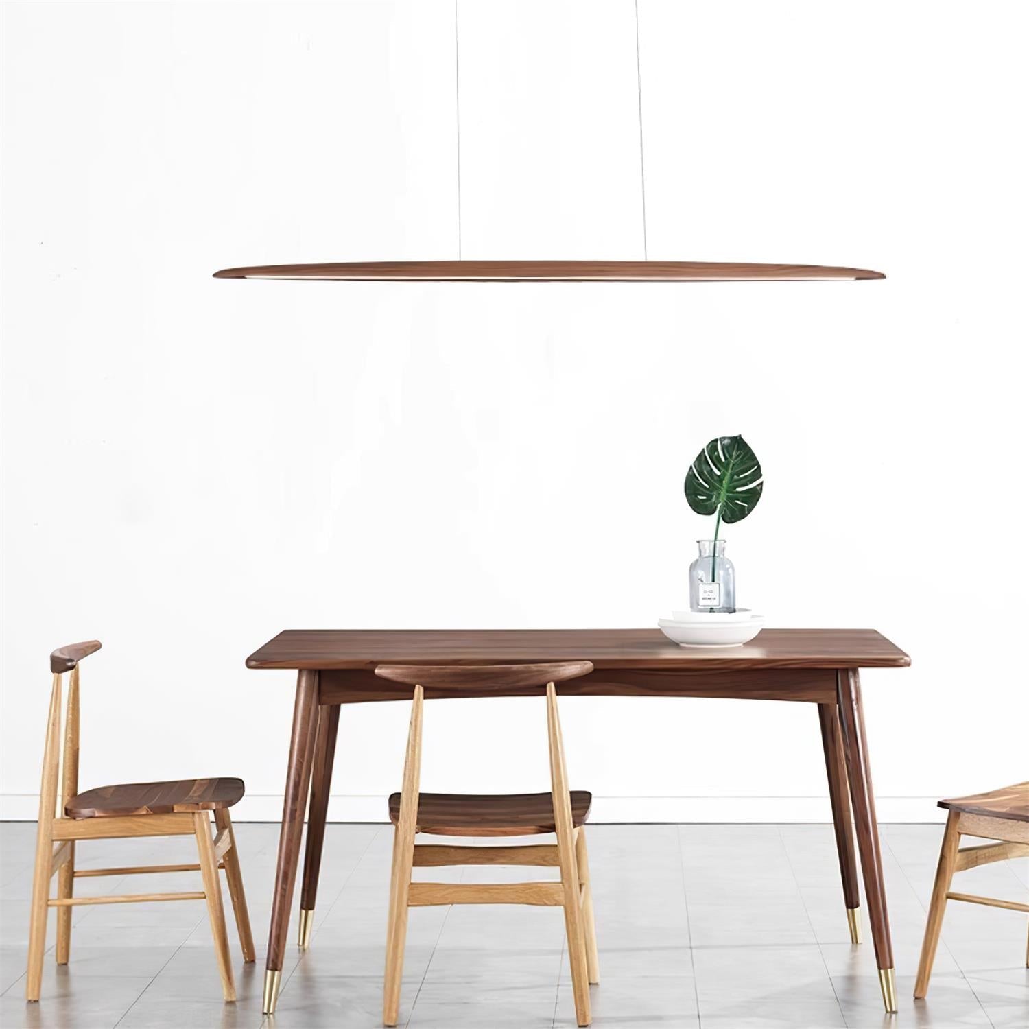 LED hanglamp hout lineair warm wit eettafel woonkamer kantoor minimalistisch Japandi design dimbaar keuken eiland verlichting | Sansoti