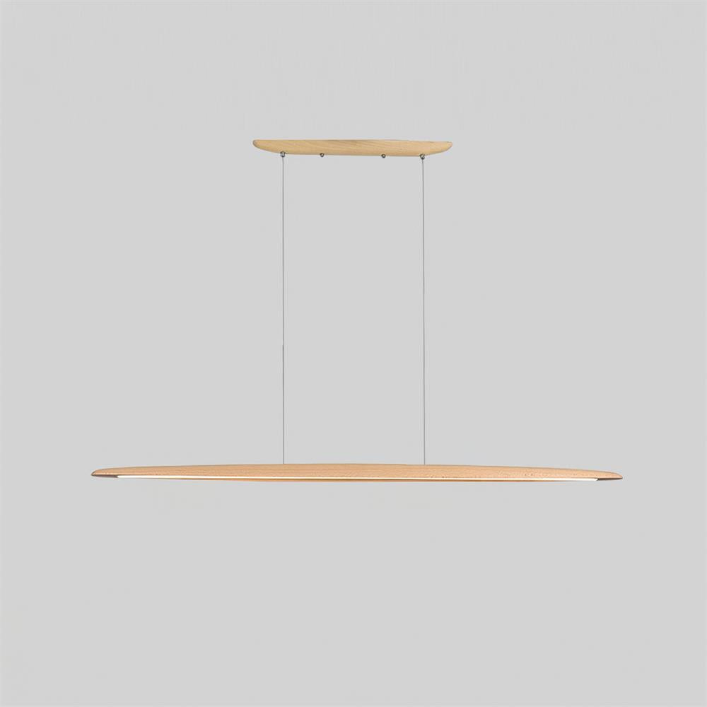 LED hanglamp hout lineair warm wit eettafel woonkamer kantoor minimalistisch Japandi design dimbaar keuken eiland verlichting | Sansoti