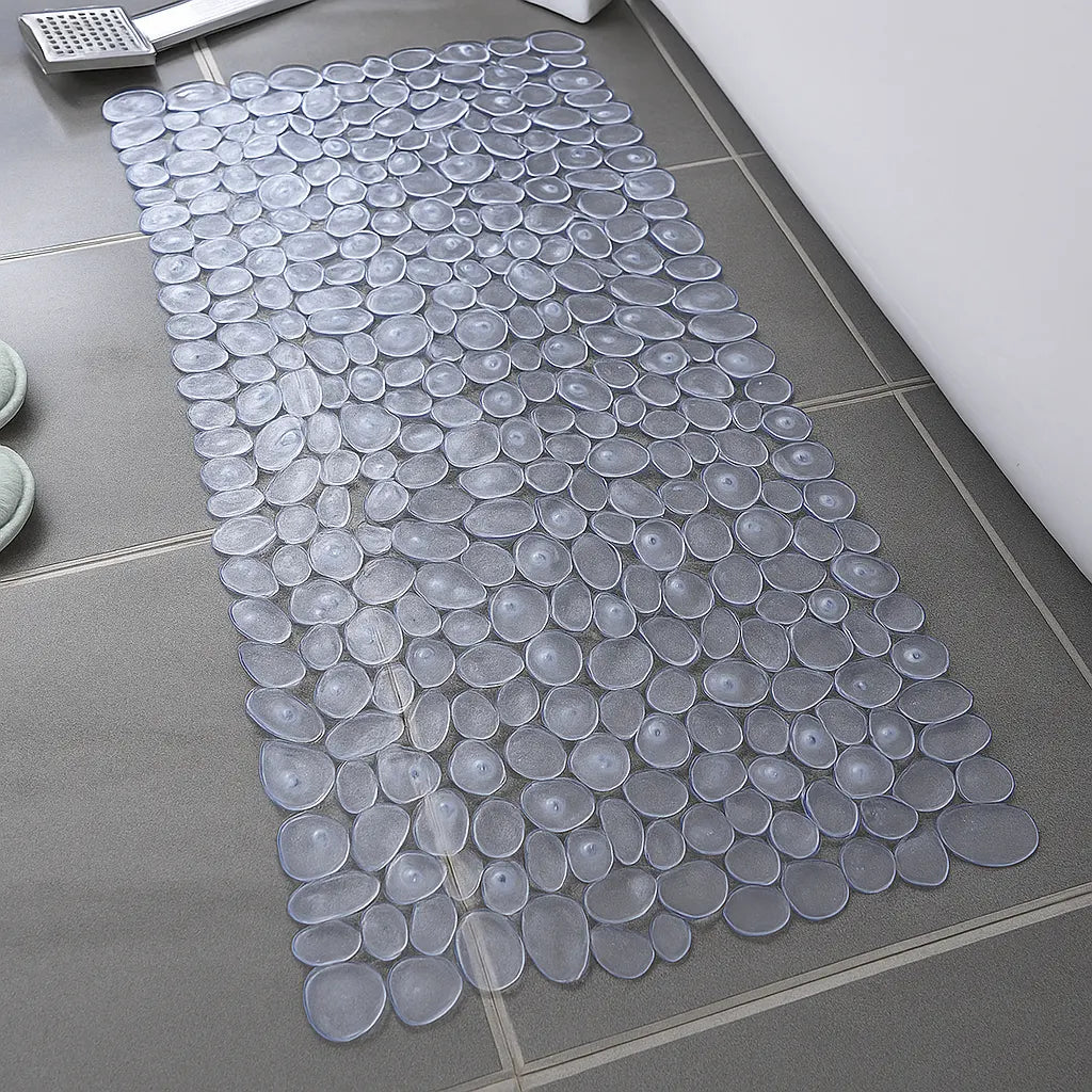 Antislip Badmat met Natuurlijk Kiezelsteendesign – Massage Effect – Wit Grijs Zwart Bruin Transparant – 70x36cm 88x40cm voor Douche Badkamer Spa Veilig Ontspannend | Sansoti
