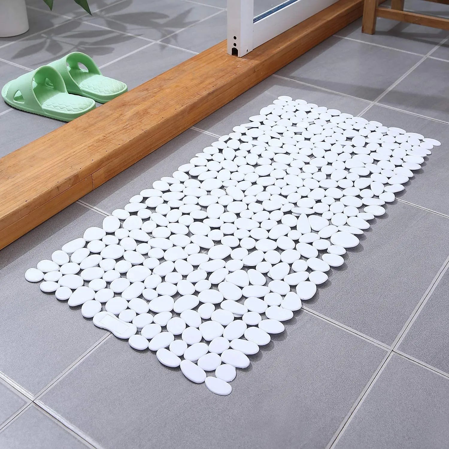 Antislip Badmat met Natuurlijk Kiezelsteendesign – Massage Effect – Wit Grijs Zwart Bruin Transparant – 70x36cm 88x40cm voor Douche Badkamer Spa Veilig Ontspannend | Sansoti