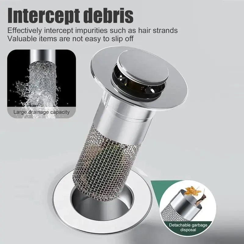 Pop-up Afvoerstop Messing Rubber 26-32mm Haarfilter Wastafel Bad Badkamer Drukknop Verstoppingpreventie Universeel Zonder Gereedschap | Sansoti