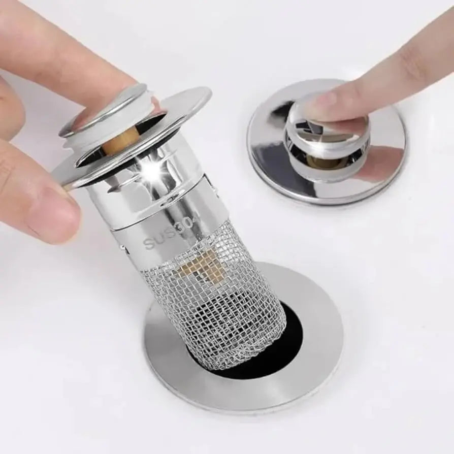Pop-up Afvoerstop Messing Rubber 26-32mm Haarfilter Wastafel Bad Badkamer Drukknop Verstoppingpreventie Universeel Zonder Gereedschap | Sansoti